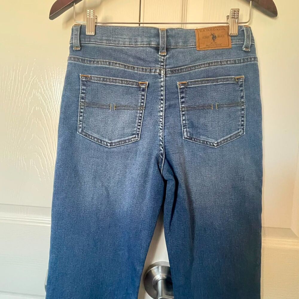 US Polo Assn Womens Size 14 Straight Leg Blue Denim Jeans Embroidered Logo - Picture 5 of 10